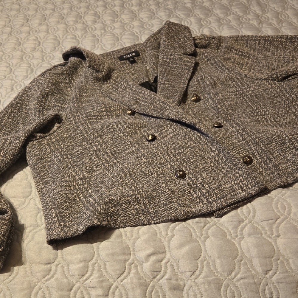 Torrid Gray Tweed Double-Breasted Blazer  Torrid Size 3